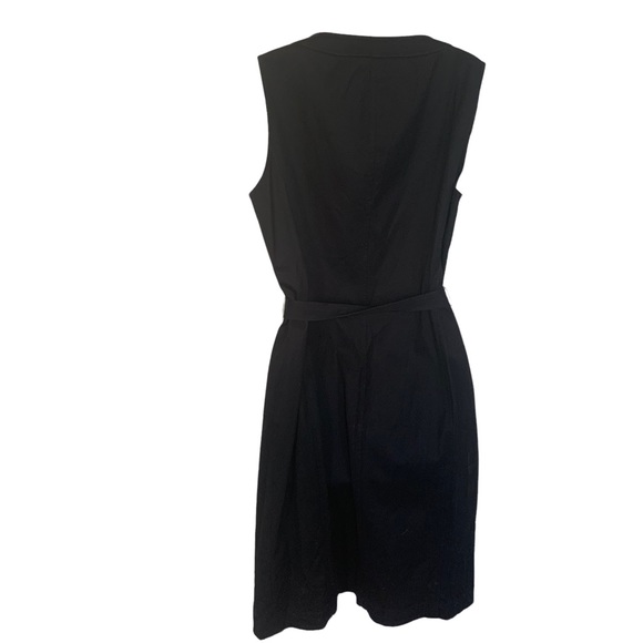 Talbots Black Ruffle Bib Button Front Sleeveless Dress With Belt  Size 12 - Picture 3 of 13